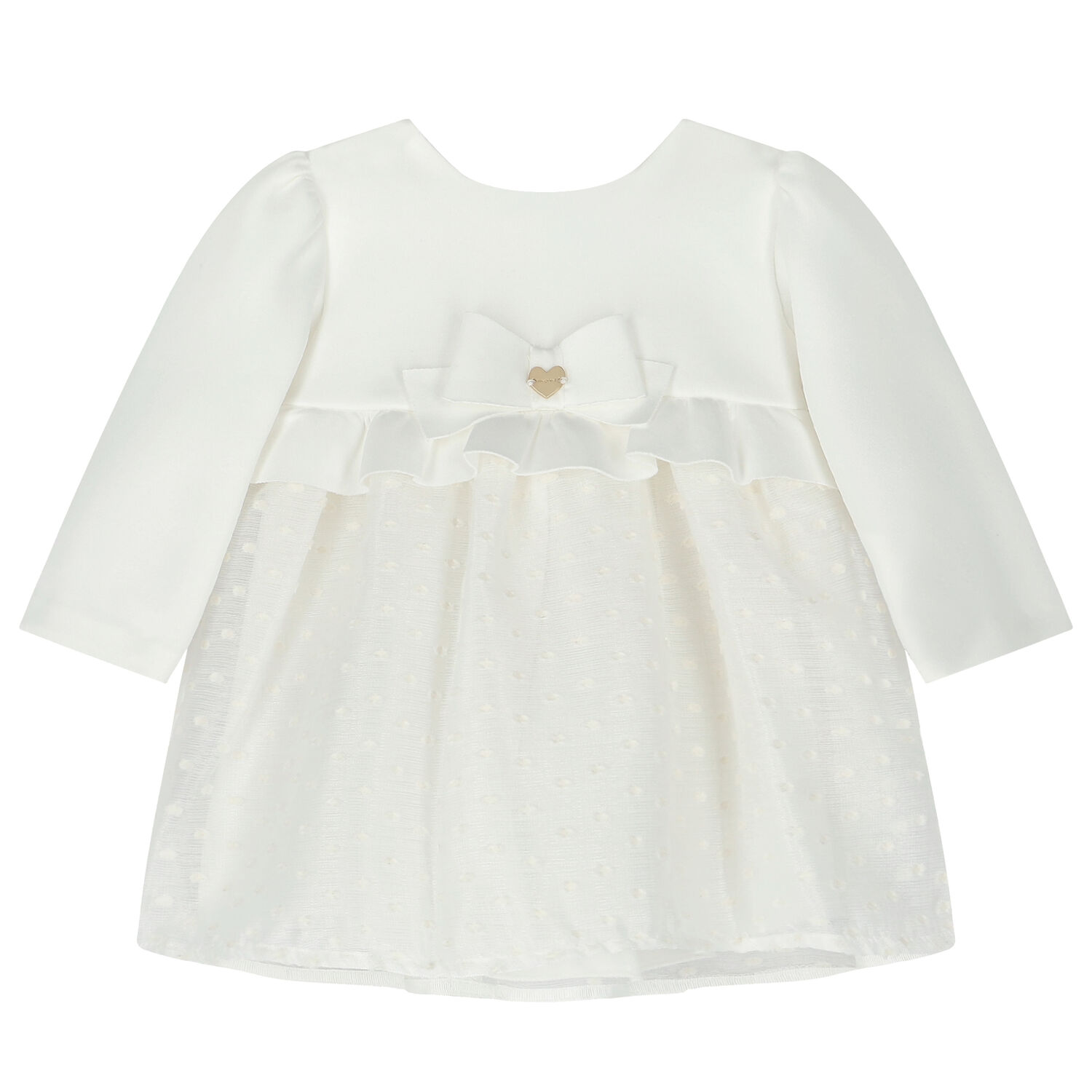 Younger Girls Ivory Chiffon Dress, 1, hi-res